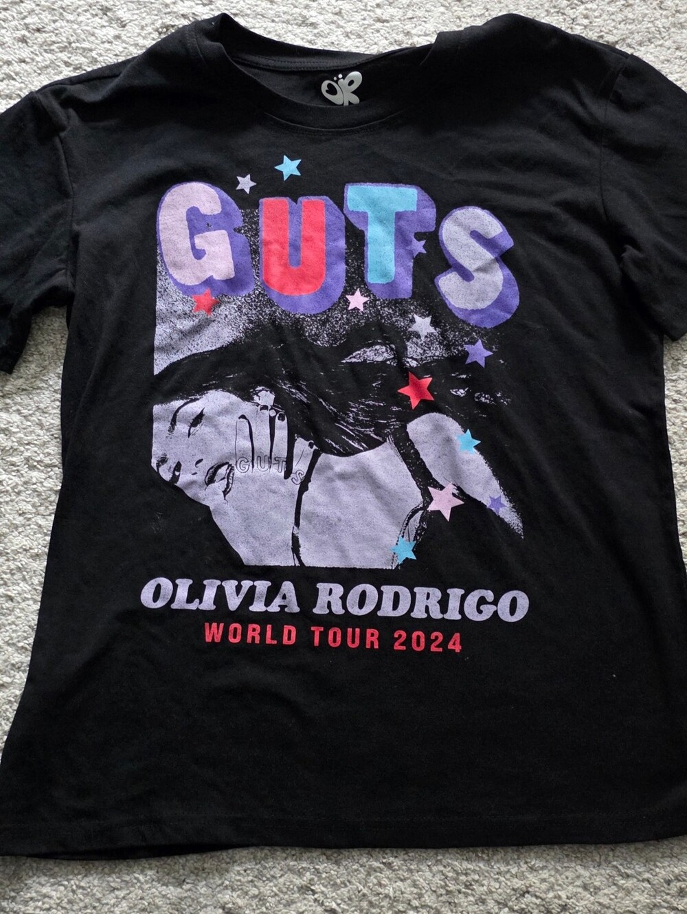 Official Olivia Rodrigo GUTS World Tour 2024 Black T-Shirt Size Medium Tour Date